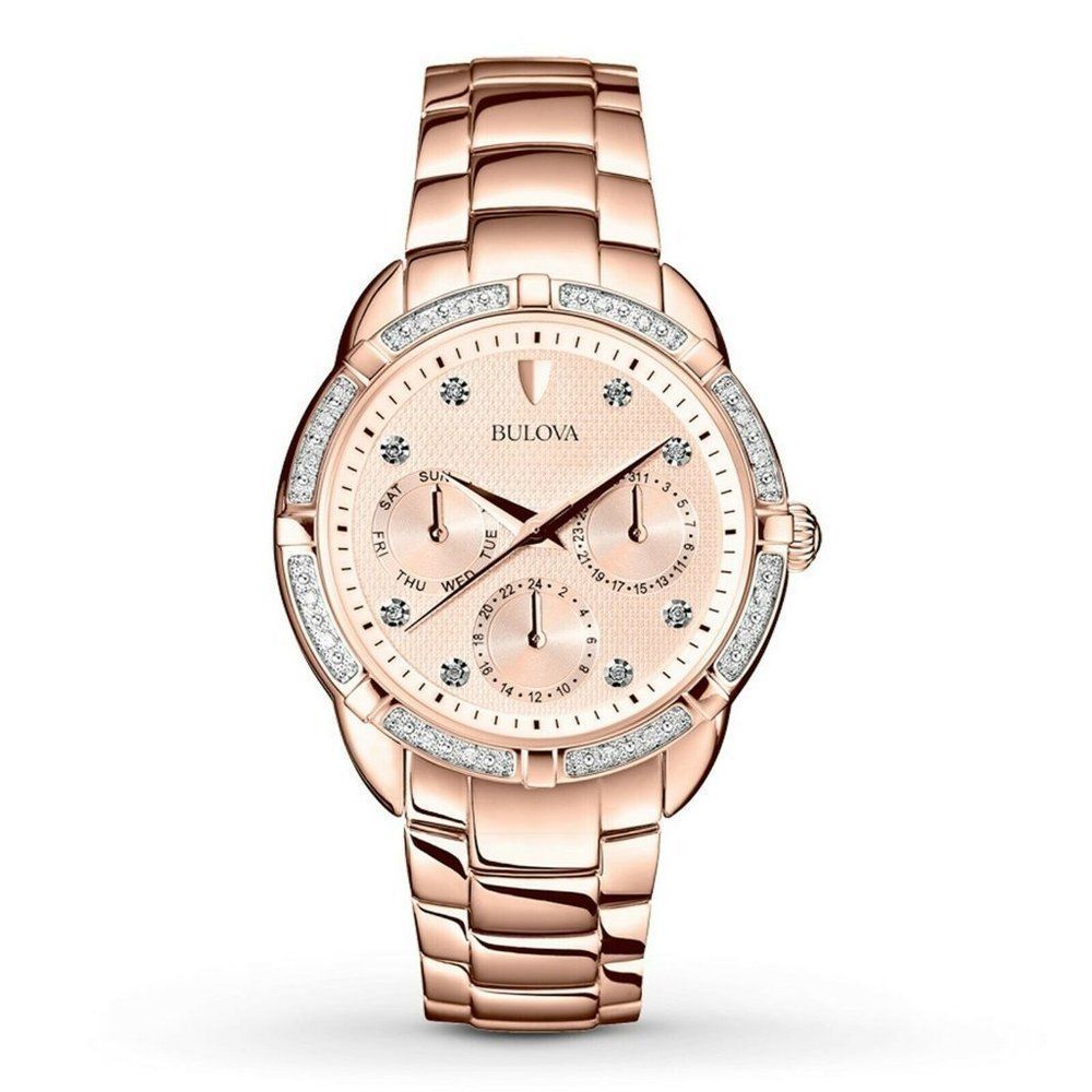 SALE! Bulova Quartz Diamond Accest Rose Gold Watch